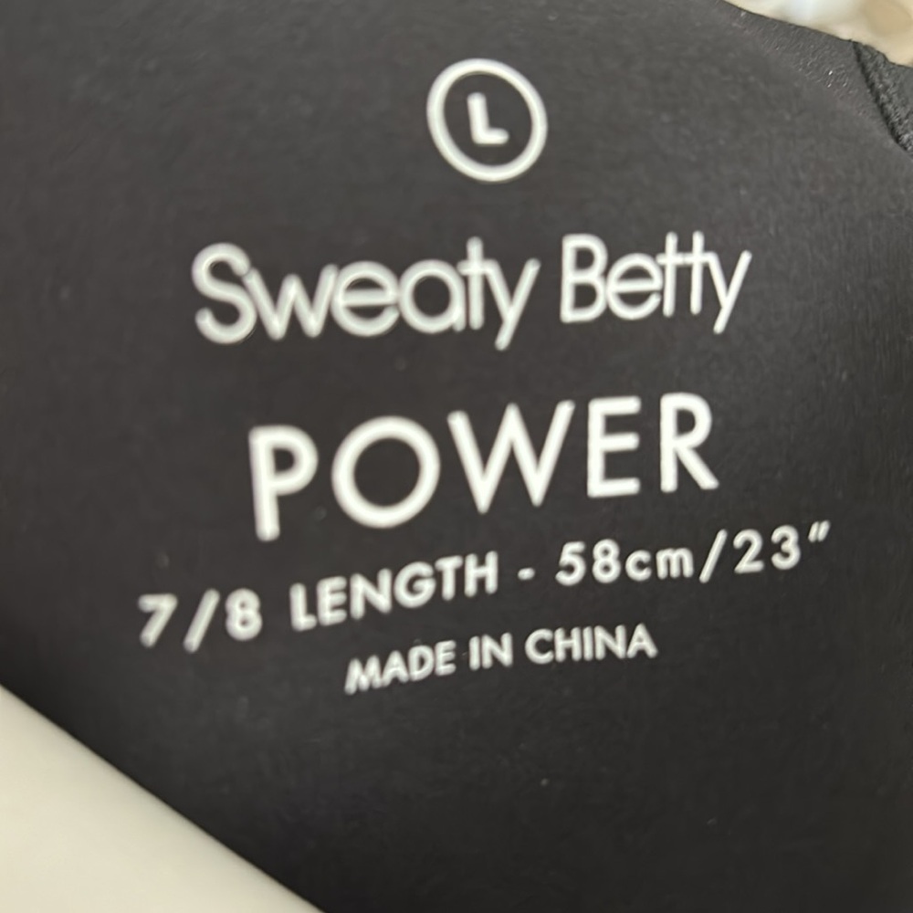 New Sweaty Betty Power 7/8” Leggings—black, gray & white. Size Large. - Picture 2 of 6